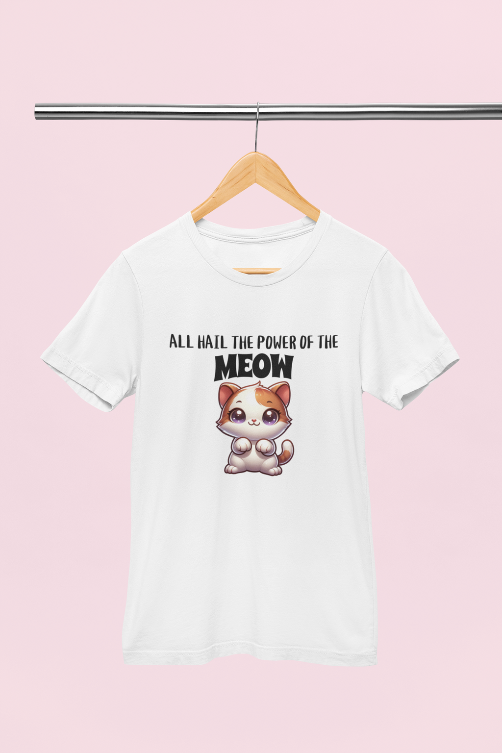 All Hail The Power Of The Meow cat t-shirt – funny graphic tee for cat lovers