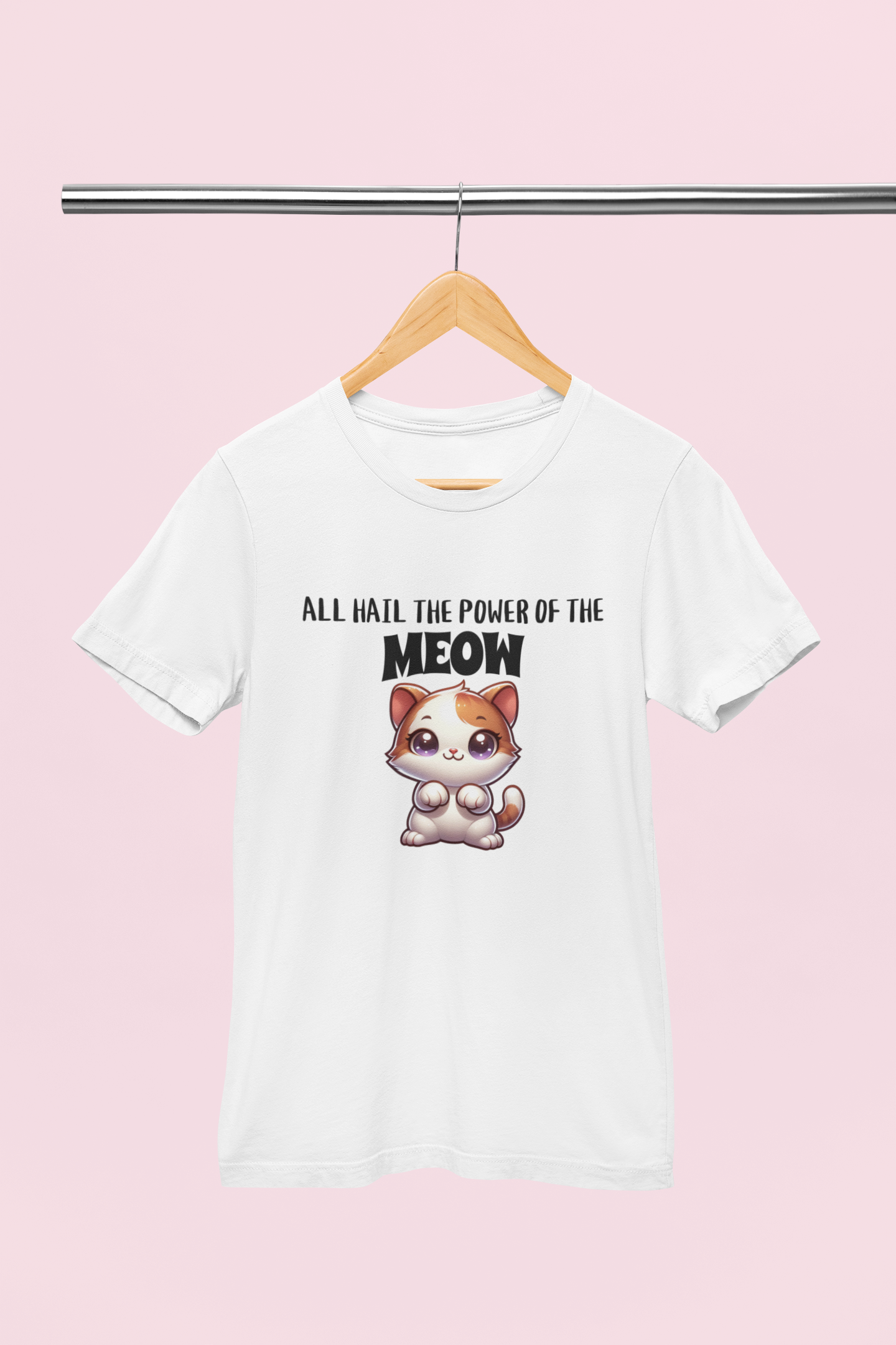 All Hail The Power Of The Meow cat t-shirt – funny graphic tee for cat lovers
