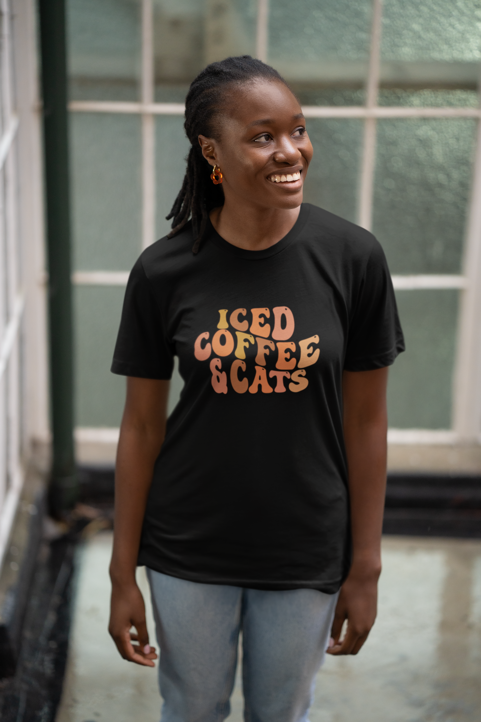 Iced Coffee And Cats Short Sleeve Tee