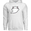 WHITE - FRONT / Soft ring-spun cotton hoodie featuring a spooky ghost cat — a fun Halloween hoodie for cat owners | Kitty Crush