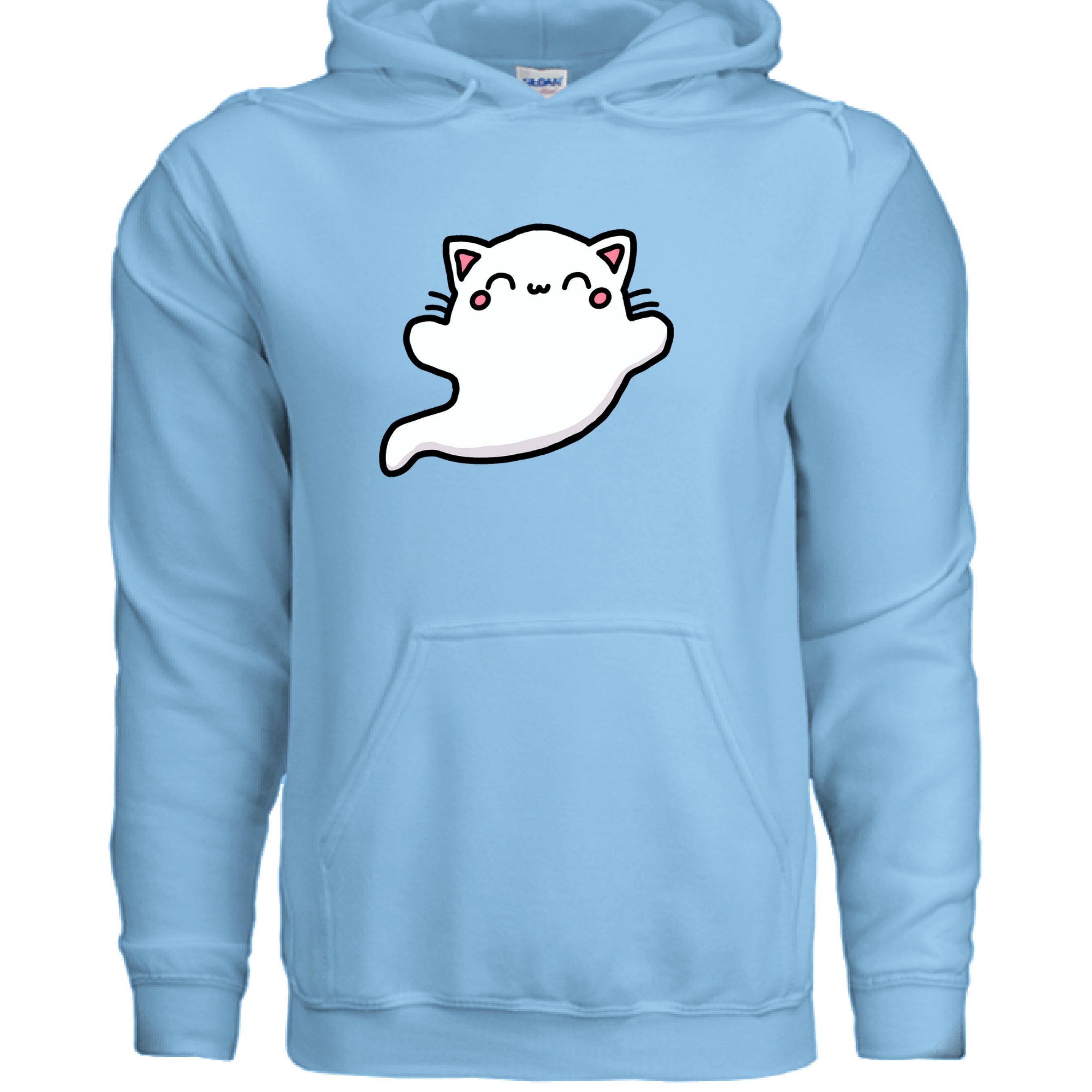 SKY - FRONT / Soft ring-spun cotton hoodie featuring a spooky ghost cat — a fun Halloween hoodie for cat owners | Kitty Crush